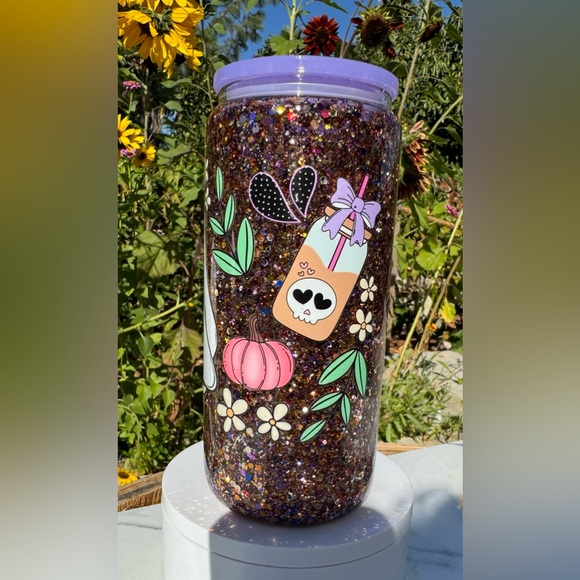 Cute ghost cold like my soul iced coffee snow globe tumbler 20oz - Picture 3 of 5